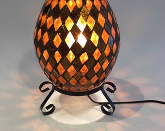 Beautiful lamp for office-bedroom - stained glass mosaic egg - coloured glass