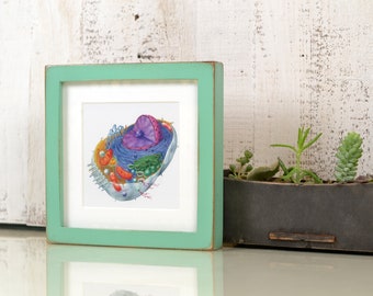 7x7" Square Picture Frame in Deep Flat Style with Vintage Robin's Egg Finish - IN STOCK Same Day Shipping - 7x7 Photo Frame Green