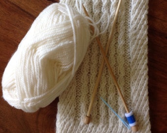 Knitting Kit Scarf - Faux Cable and Twists Pattern