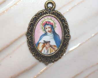 Rosary gifts St. Rose of Lima Mini Medal /Add to Rosaries/Bracelets, etc./Catholic Medal/Christian Medal/Bronze Silver Charm