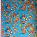 Fiesta De Los Muertos - Alexander Henry Fabric - Day of the Dead, Skeletons, Turquoise ( Yard or Half Yard )