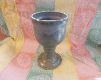 Light Blue Satin Stoneware Goblet