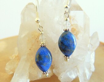 Lapis Dangle Drop Earrings, Sterling Silver Jewelry
