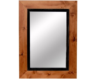 Over Mantle Two Tone Wood Framed Mirror