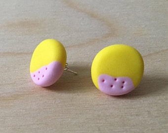Lemon and Pink 5 Dots Stud Earrings