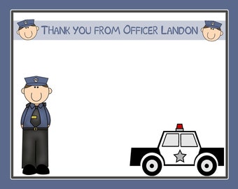 20 Personalized Thank You Cards - POLICE PARTY