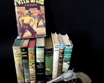 Western Cowboy Indian Mid Century Books for Decor - Book Stack - Wild West Book Collection - First Editions Autographed Book