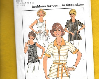 Vintage 1977 Simplicity 7900 Misses' Cardigan And Top, Size Bust 46 to 52, UNCUT