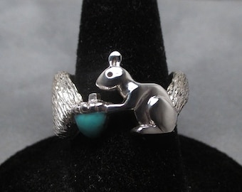 Squirrel ring - Sterling silver - Turquoise
