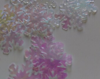 Set of 50 transparent snowflakes holographic sequins