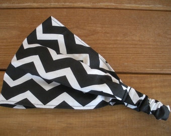 Womens Headband Fabric Headband Summer Fashion Accessories Women Head scarf Yoga Headband in Black and White Chevron print