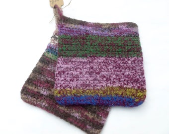 Pot holders felted wool pot holders sheep design set of two