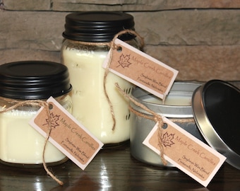 COCONUT SPLASH Maple Creek Candles ~ Tropical Fun ~ Soy Wax Blend, 3 sizes available, Fun Rustic Jar Lid