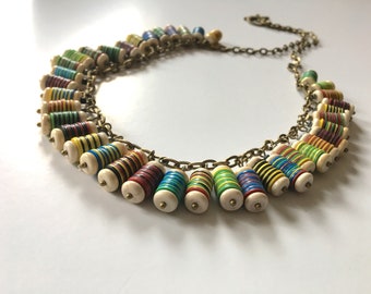 Howlite African Heishi Vinyl/Vulcanite Necklace - 25"