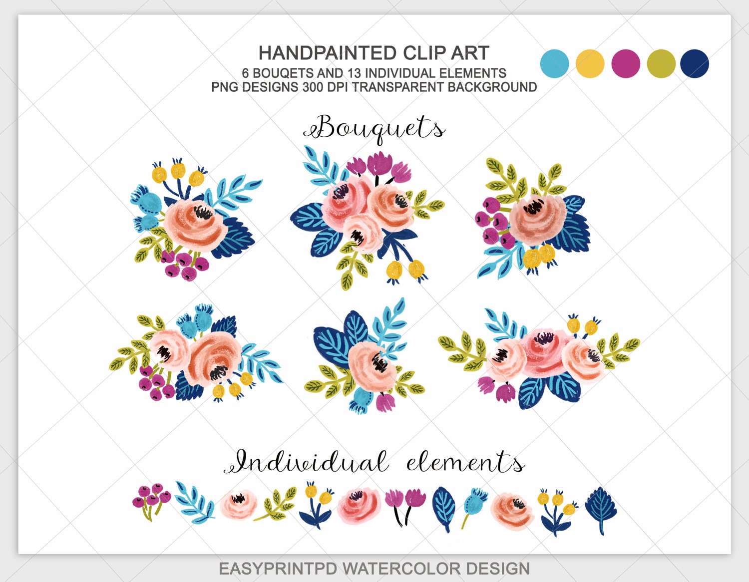Spring Wedding Floral Clipart Watercolor Flower Designs Spring Wedding Floral Clipart Watercolor Flower Designs
