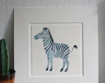 Original illustration of "Zebra" - gouache