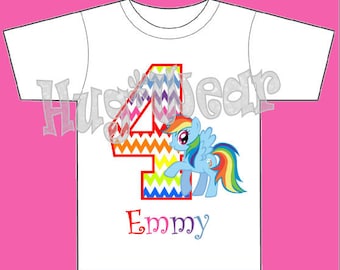Rainbow (Chevron) Dash Birthday Shirt + Tutu Outfit (any age) My Pony theme