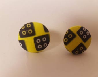 Ankara fabric button earings