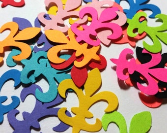 Fleur di Lis ~ 100 Fleur de Lis Cut-Outs, 1.25", Color on Both Sides, Mardi Gras Supply, Party and Wedding Decor, Lots of Color Choices!