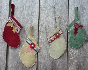 Four Felt Stocking Decorations