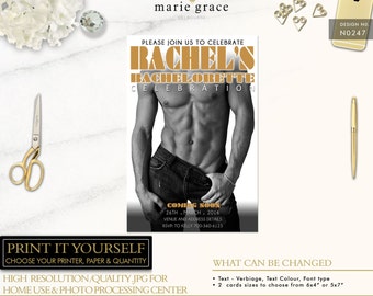 Bachelorette Invitation template, Magic Mike, Bachelorette Invitations, Hen's night