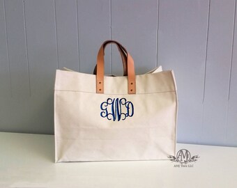 Monogram Tote Bag, Large monogrammed tote bag, beach bag, Utility Tote, womens gift, gift for her