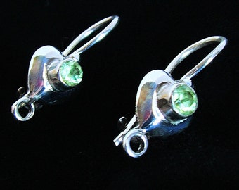 Peridot and Sterling Silver French Hook Earwires - 1 pair