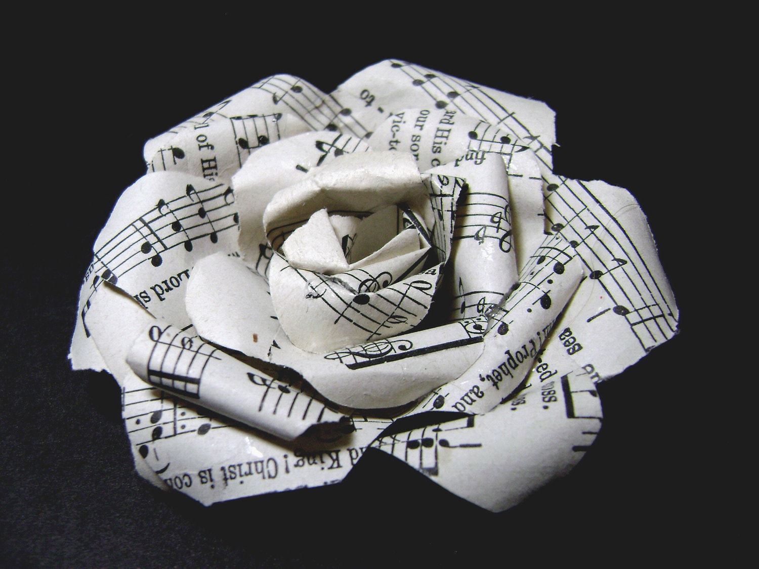 Merci Pour Les Roses Merci Pour Les épines Musique paper rose pin made with vintage hymnal pages sheet music