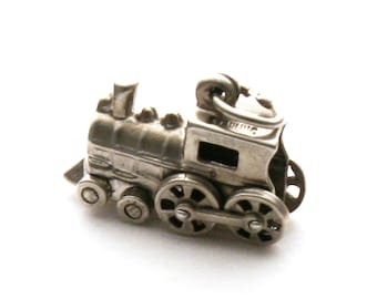 Mechanical Train Engine Bracelet Charm Sterling Silver Steam Locomotive