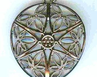 UNIQUE Large Antique Silver Filigree Locket Style Pendant 2 1/4"