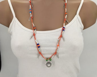 Tribal necklace, boho necklace, bohemian jewelry, women necklace, hippie necklace, large necklace