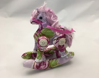 Handmade Rocking Horse - Hand-Dyed Angora Mane and Tail