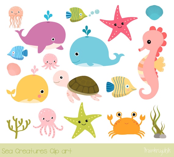 Download Sea animal clip art Under the sea clipart Seahorse whale