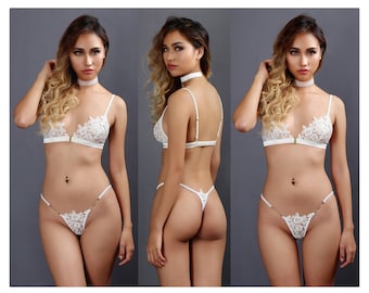 Sheer lingerie,Set,White,Lace,G string,Bra,Bralette, latina non nude models sexy lingerie - Sheer lingerie,Set,White,Lace,G string,Bra,Bralette,