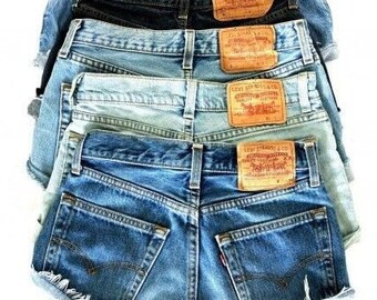 Levi Shorts Denim Cutoff CUSTOM FIT Mid-High-Rise Your Choice Button-fly 501's Or Zip-fly LEVI'S Jean Shorts
