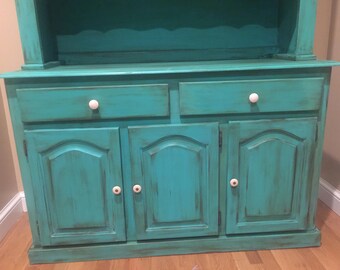 Elegant Farmhouse Teal Hutch
