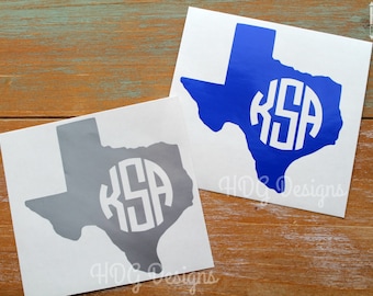 Texas Decal - Monogram Decal - Monogram Texas Decal - Texas Sticker - Yeti Decal - Yeti Cup decal - RTIC Decal - Car Decal - Cup decal