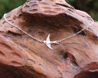 Silver Swallow Bird Necklace, sterling silver