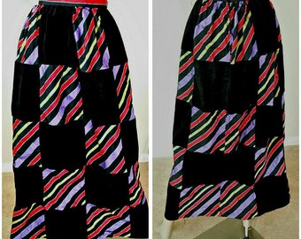 vintage 70s hippie Patchwork maxi Skirt by Kelita New York