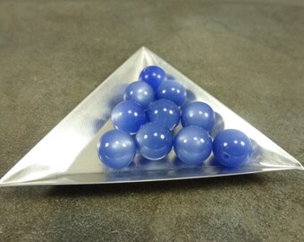 10pc Blue Moonglow Vintage Lucite 11mm Round Beads 60's/70's Glowing