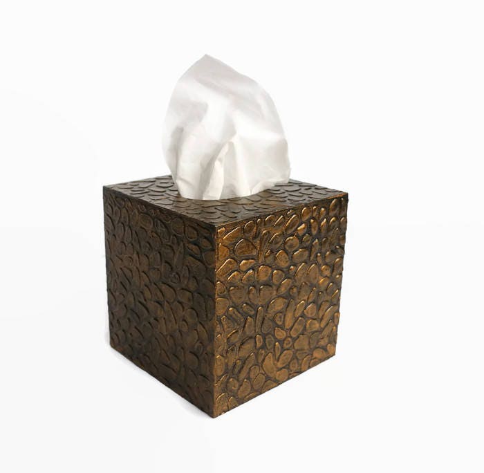 Square Tissue Box Cover Stones Wooden Holder Zoom
