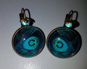 Peacock feather earrings