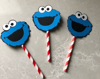 Cookie monster cupcake toppers