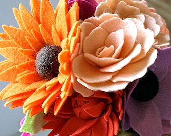 Felt Flower Bouquet - Wedding Bouquets- Home Decor - Floral Home Decor - Spring Flower Bouquet - Spring Home Decor - Wedding