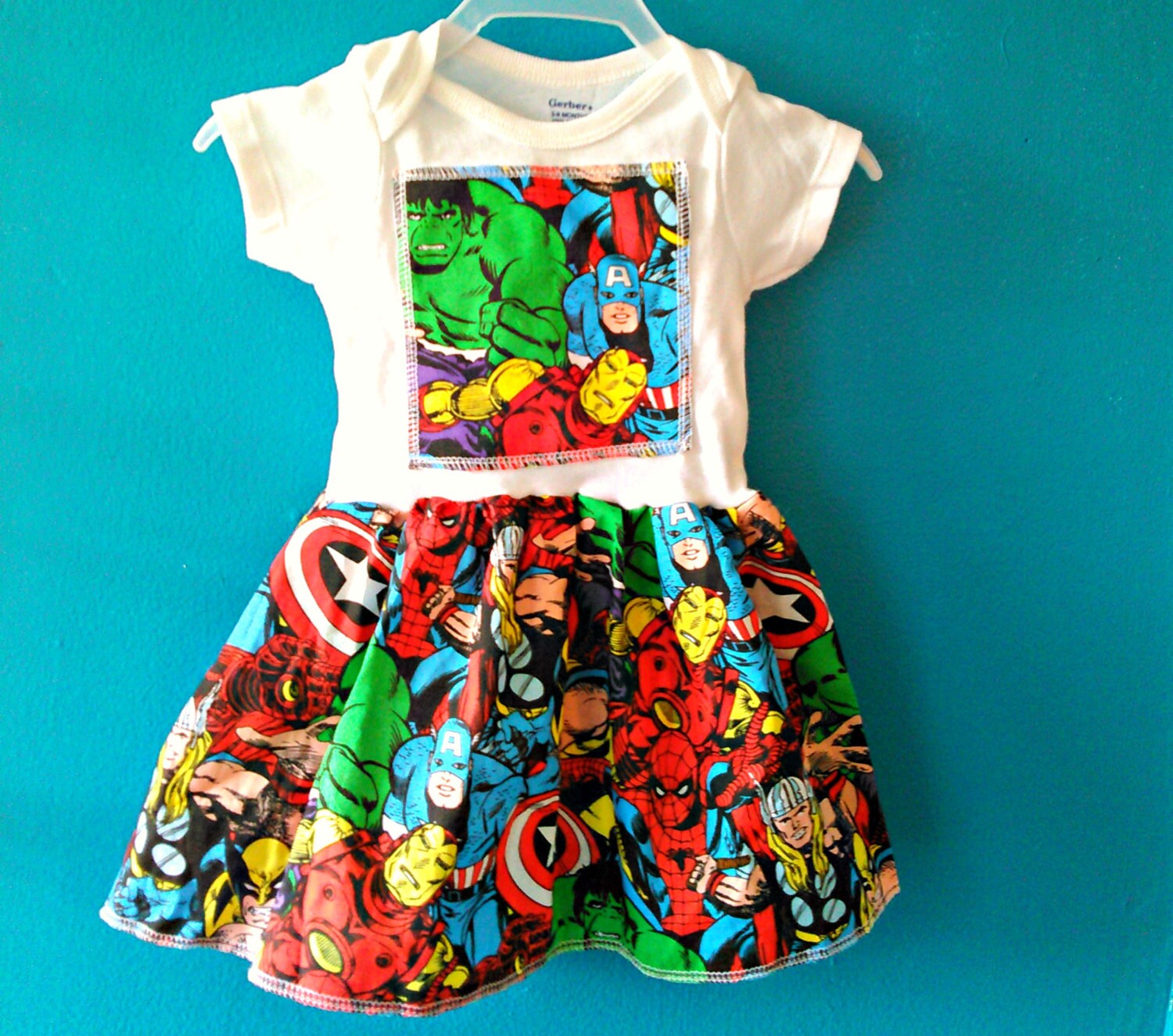 Comic book Super Hero Onesie baby dress or toddler tshirt