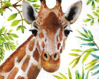 429 PORTRAIT of GIRAFFE 1 33 X 33 X 4 design paper napkin