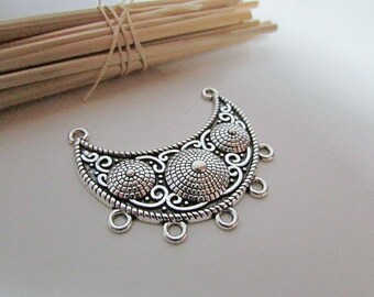 Tribal silver metal connector antique 4.6 x 4.5 cm-hole 2 mm - 167.18