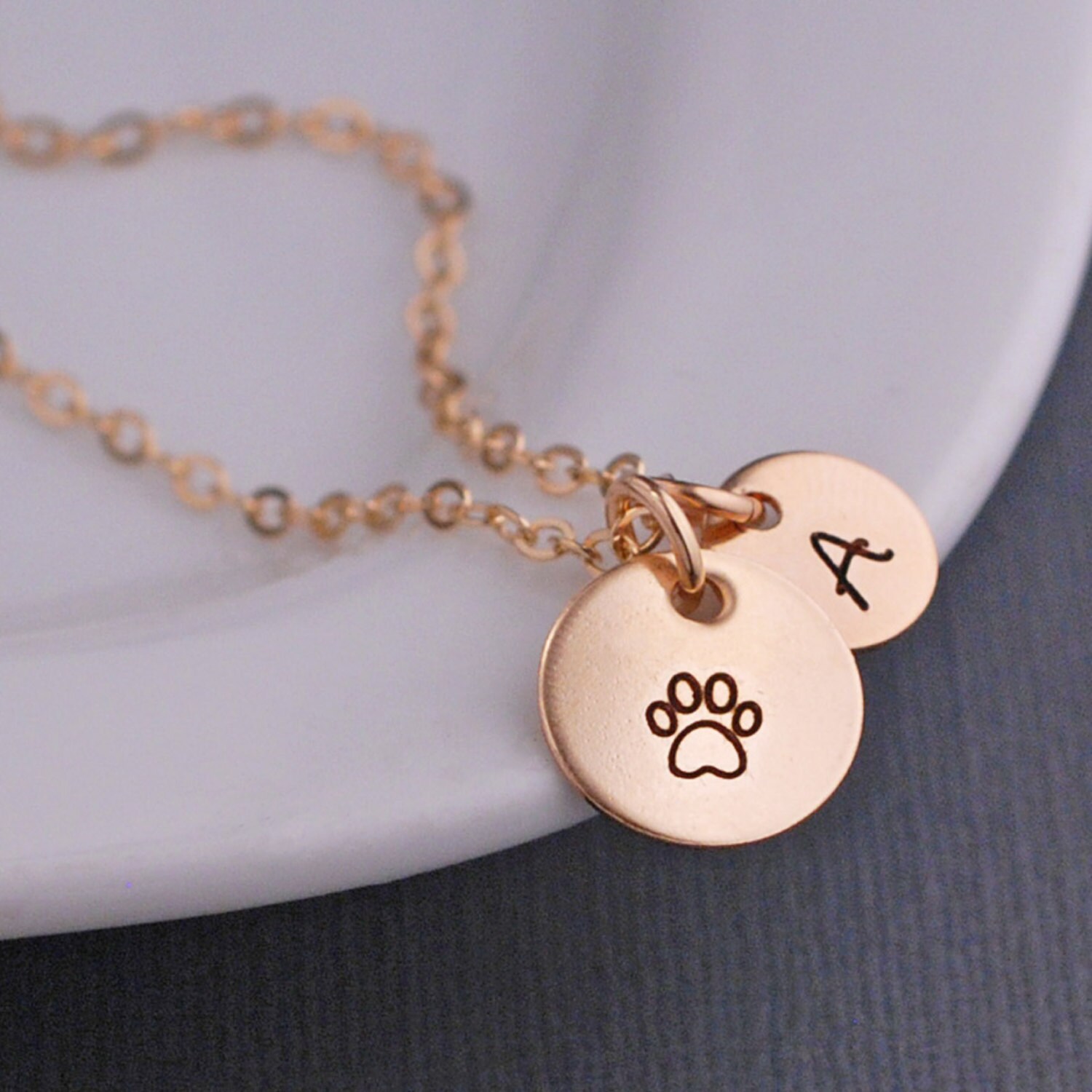 Gold Paw Print Necklace Personalized Pet Jewelry Custom Pet
