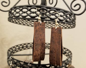 Leather split loop earrings