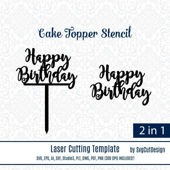 Happy Birthday DIY wood coaster stencils cake small topper